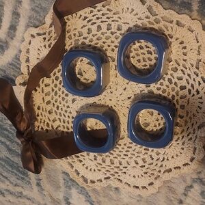 Longaberger Napkin Rings Set Of 4    Rare Find-Corn Flower  FINAL